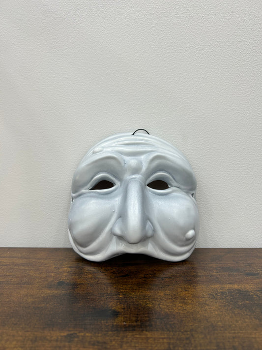 Maschera di Pulcinella bianco antico 15 cm