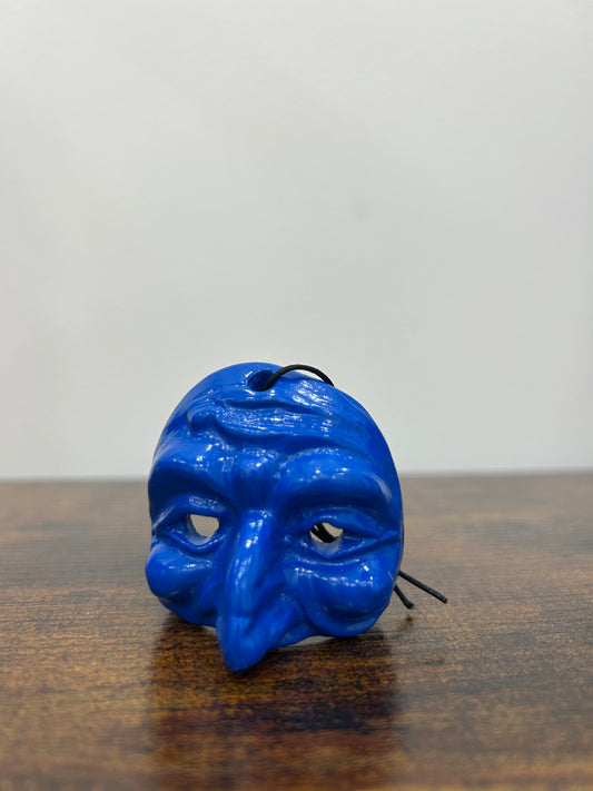 Maschera di Pulcinella 3 cm blu in scatola regalo